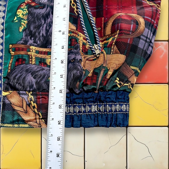 Vintage Milano Scottish Windbreaker Jacket 80s Womens M Plaid Dog Fullzip Bomber - Picture 2 of 11